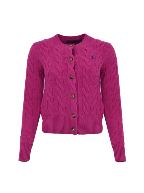 Cardigan a trecce in lana e cashmere Pink POLO RALPH LAUREN | 211972104006